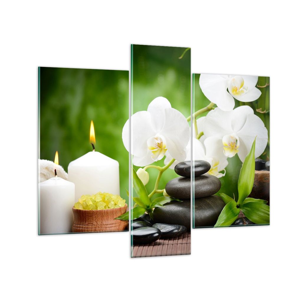 Bilder auf glas - Blume aromatherapie spa - 95x80cm - Glasbilder - Wandbilder - Kunstdruck - zum Aufhängen bereit - Wanddekoration aus Glas - Glas...