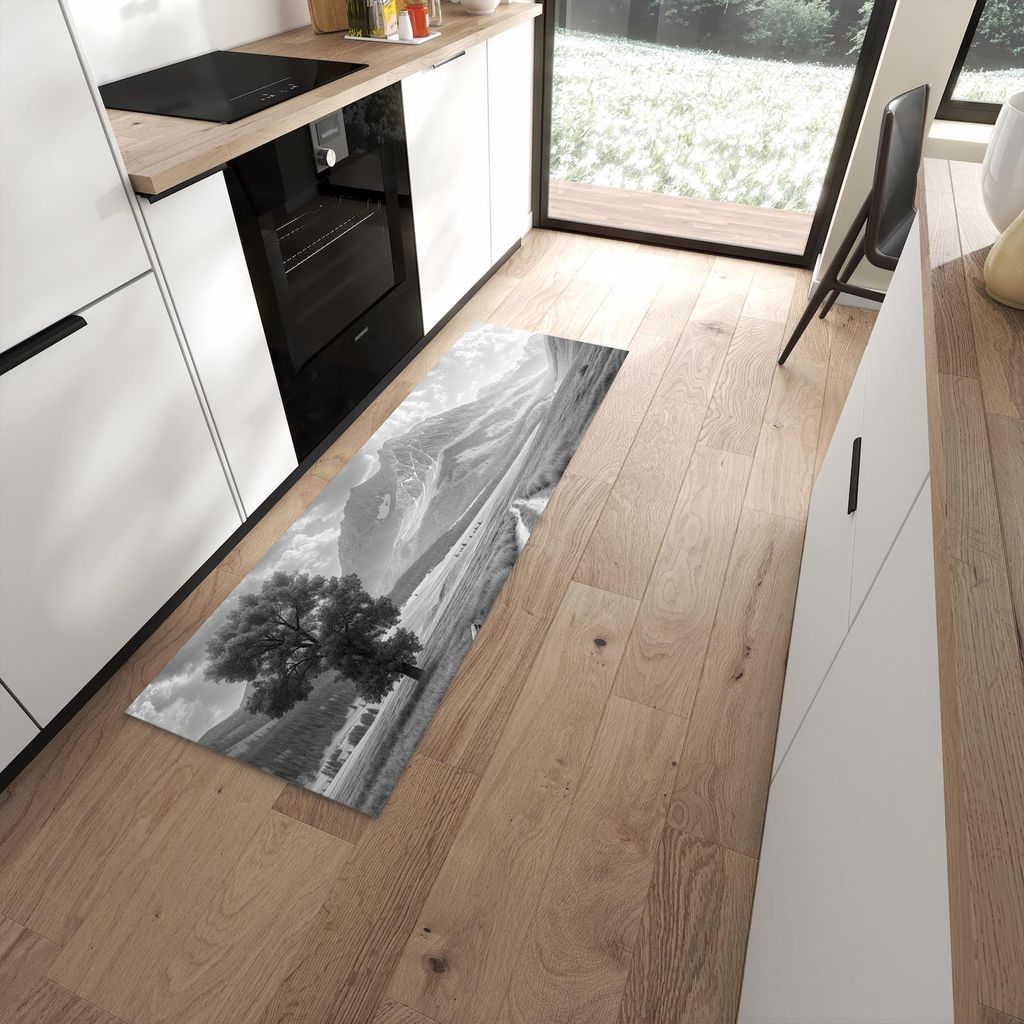 Küchenteppich 60x180cm rutschfest & abwischbar PVC Läufer - Berglandschaft Weg