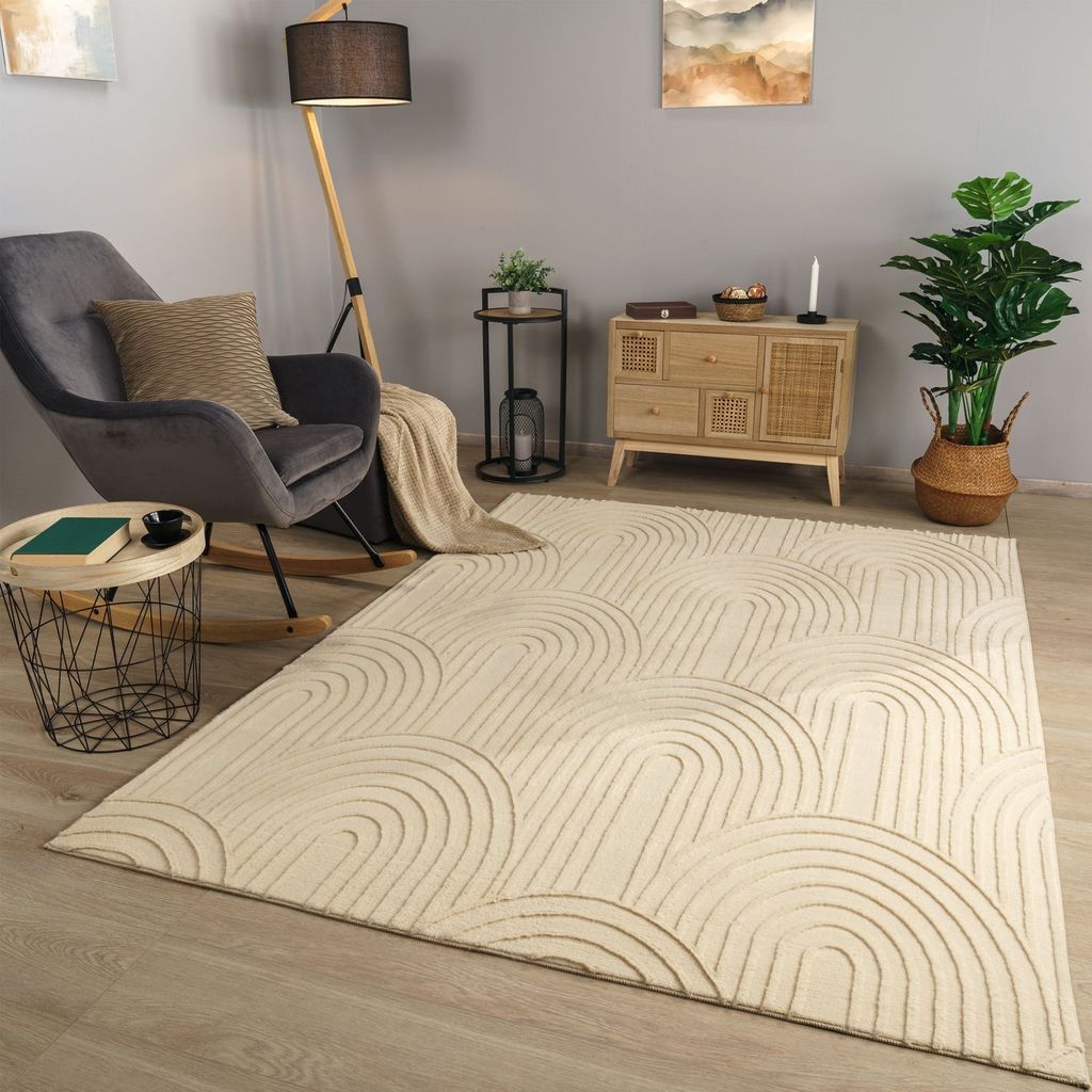 TT Home Wohnzimmer Teppich Esszimmer Kurzflor Geometrische Produktbild 