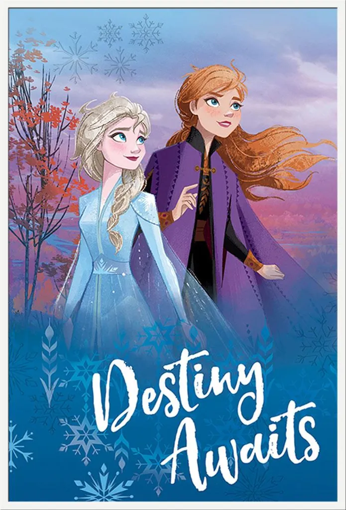 Affiche La Reine des Neiges 2 Destiny Awaits avec Cadre Blanc Shinsuke