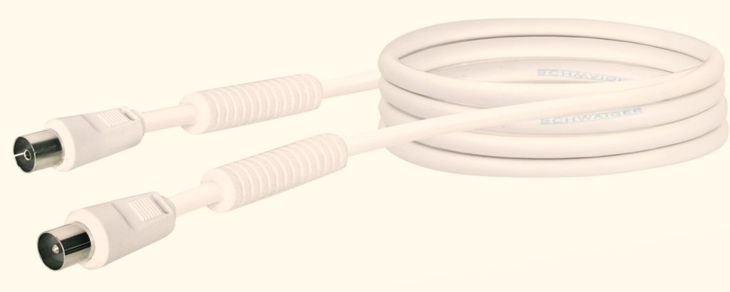 Schwaiger 1 m IEC Antennenkabel für Antenne, Receiver, TV - Zweiter Anschluss: 1 x IEC Antenna - Female - Abschirmung - Weiß