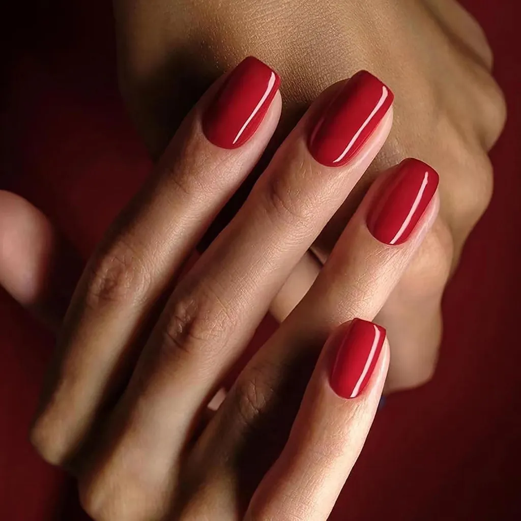 Unghie Finte Rosse Corte - 24 Pezzi Acrylic Press-on Nails