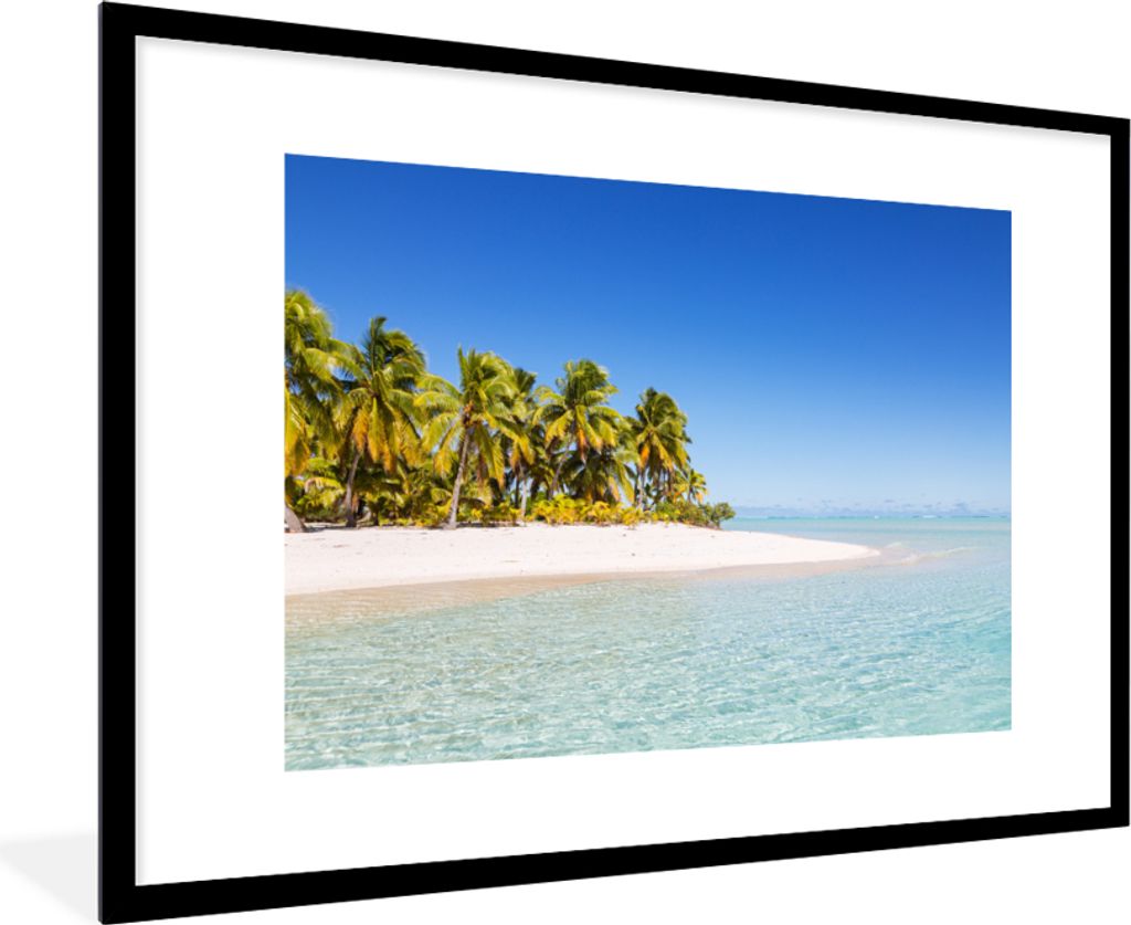 MuchoWow MuchoWow Gerahmtes Poster Meer - Insel - Palme 90x60 cm - Poster mit zchwarzem Bilderrahmen - Wanddekoration - Fotos