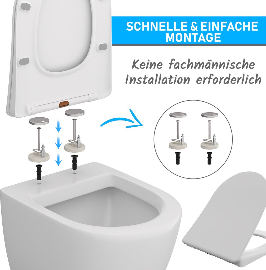 WC-Sitz mit Absenkautomatik D Form Slim Toilettendeckel Produktbild 4