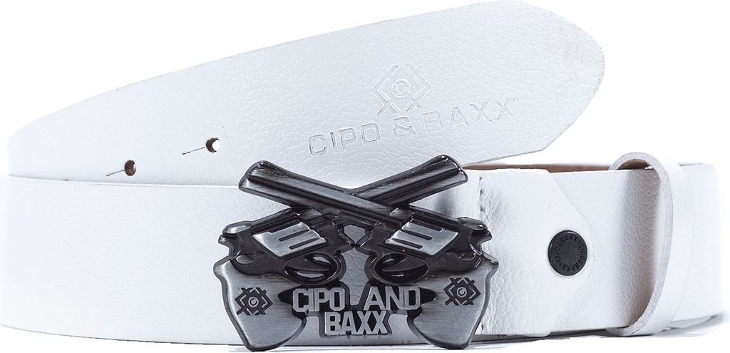 Cipo & Baxx Herren Gürtel CG148 weiß 90cm x 3,8cm