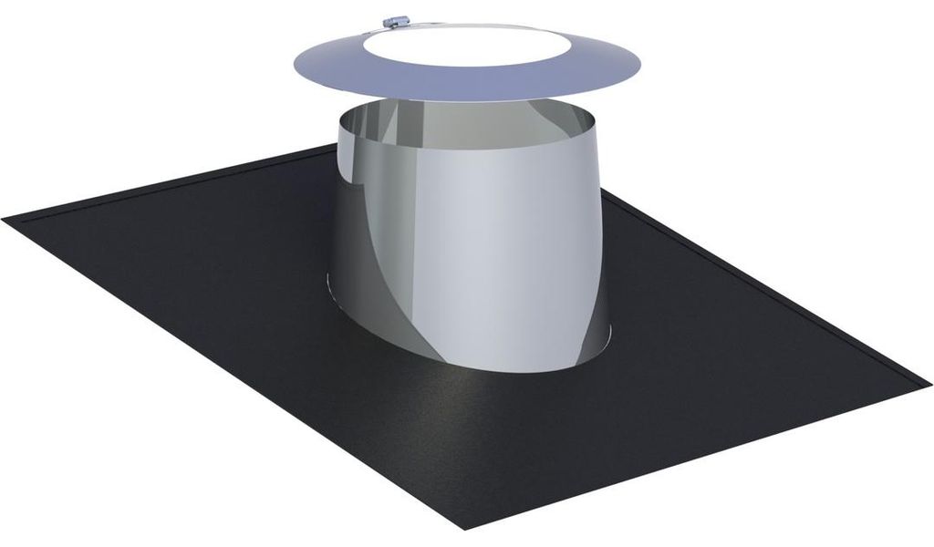 Jeremias DW-ECO 2.0 Dachdurchführung 150mm mit Elastomerrand schwarz Wetterkragen für flache Dächer 5-15 Grad Edelstahl Abgassystem