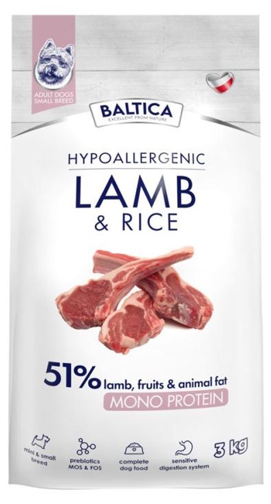 Baltica Adult Lam met Rijst XS/S 3kg, hypoallergeen Productafbeelding 