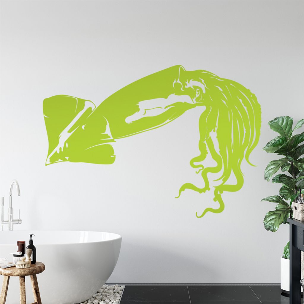 KIWISTAR Riesen Kalmar Tintenfische Wandtattoo in 6 Größen - Wandaufkleber Wall Sticker - Dekoration, Küche, Wohnzimmer, Schlafzimmer, Badezimmer