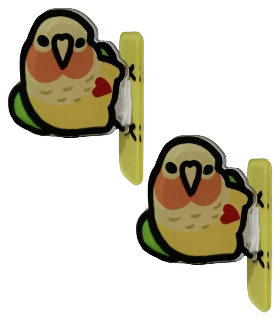 2 Stück Kühlschrankmagnete mit Skateboard-Papagei, Acryl, Cartoon-Vogel, magnetische Kühlschrankaccessoires, Memo-Notiz-Fotohalter, Dekoration B