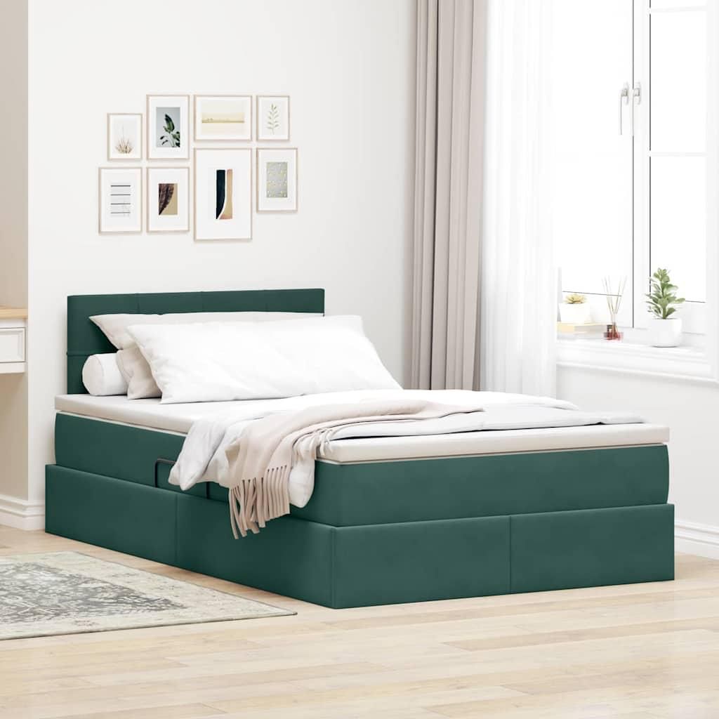 Maison Exclusive - Aufbewahrungsbett mit Matratze Dunkelgrün 120 x 200 cm Samt