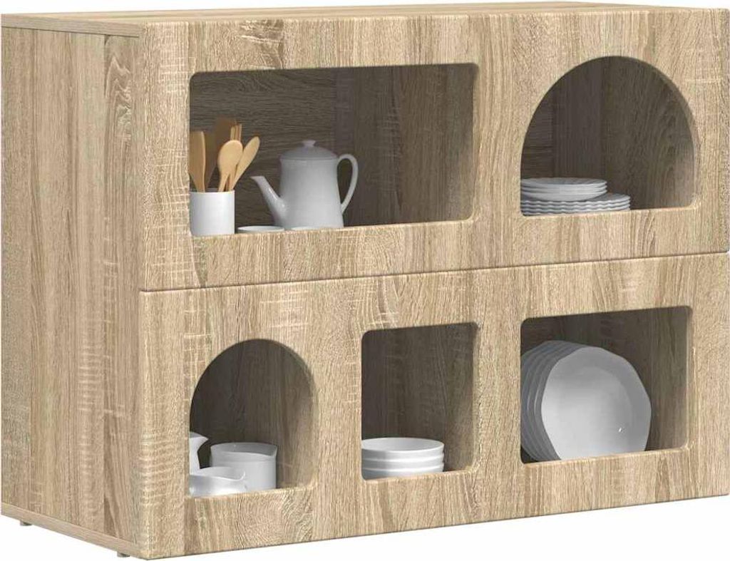 "Winter Sale" Sideboard Sonoma-Eiche 80,5 x 35 x 59cm Holzwerkstoff - clorisNeu839905 - Kommoden