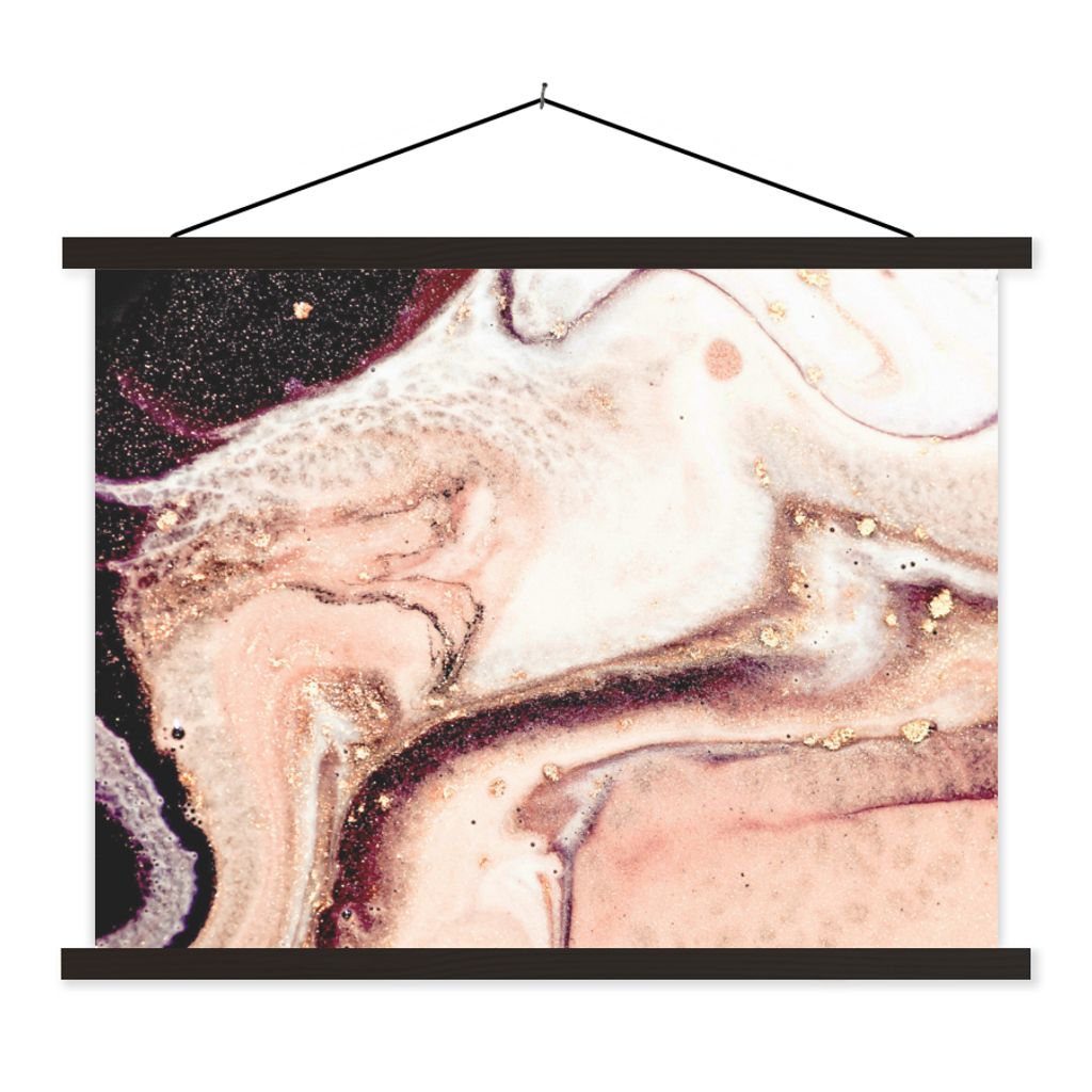 MuchoWow Textilposter Stein - Marmor - Edelstein - Abstrakt - Natur - Rosa 60x45 cm mit schwarzem Rahmen - Poster Schlafzimmer