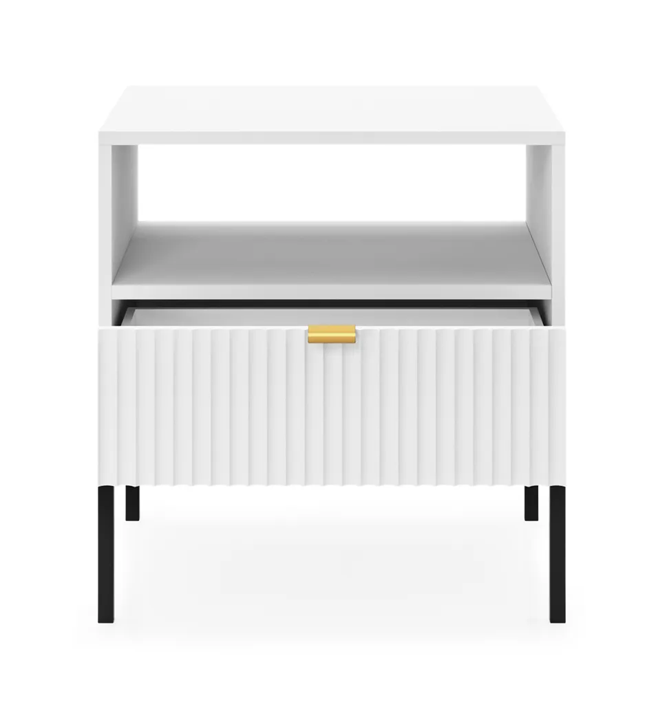 Table de nuit compacte blanche pour optimiser le rangement de lit - 4