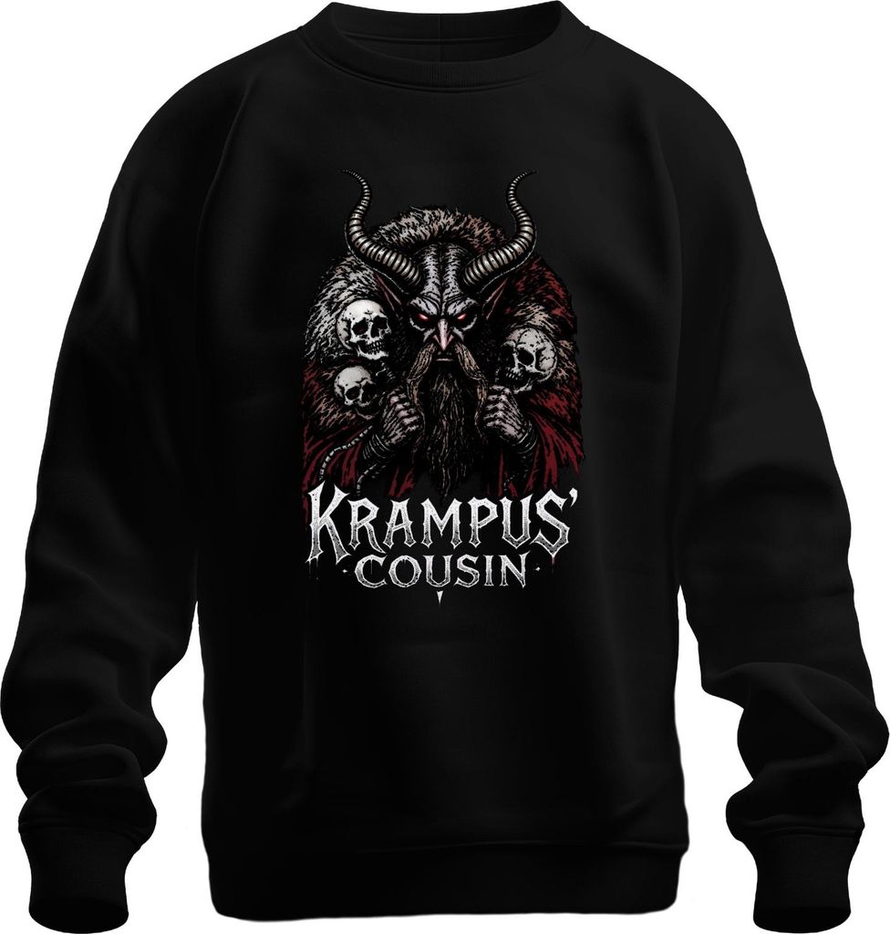 Krampus' Cousin düster Hörner Schädel Weihnachten Gothic Geschenk Uni Sweatshirt Pullover, Schwarz, M
