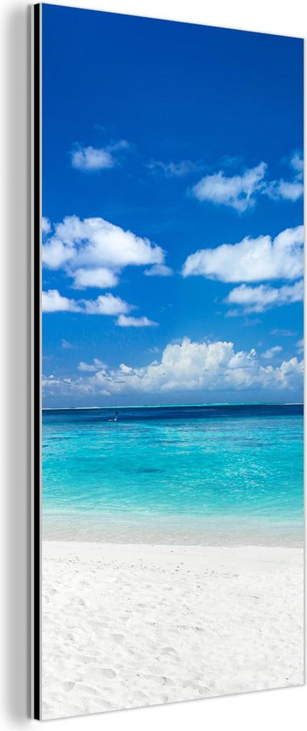 MuchoWow Wanddekoration Metall Metallbild Wandkunst 20x40 cm Strand - Meer - Palme - Insel MuchoWow Aluminium Gemälde - Aluminium Gemäldes