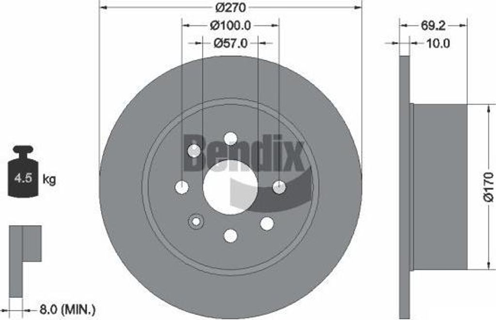 BENDIX Braking BDS2041 Bremsscheibe OE 0569117 kompatibel mit Vectra