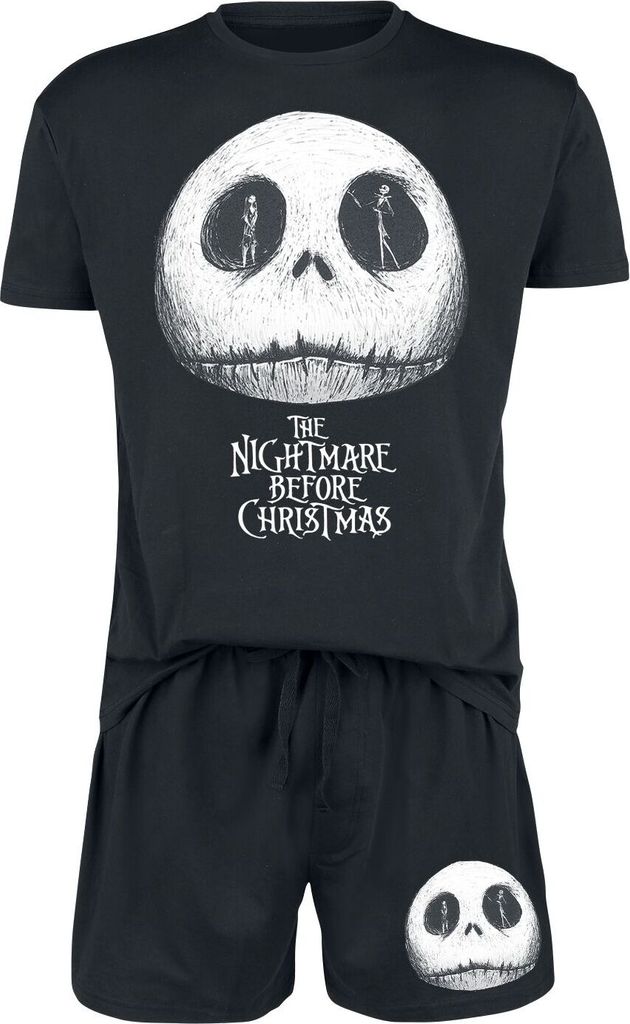 The Nightmare Before Christmas Schlafanzug Herren Jack and Sally schwarz 3XL