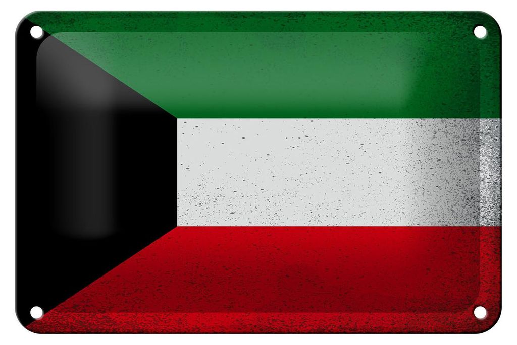 Blechschild Flagge Kuwait 18x12cm Flag of Kuwait Vintage Dekoration