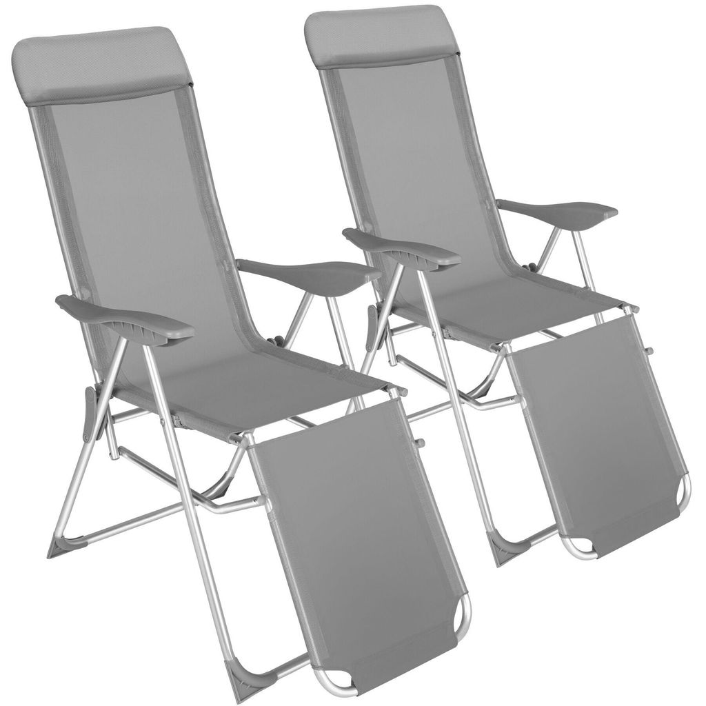 2 chaises de jardin pliantes en aluminium avec appui-tête Image du produit 