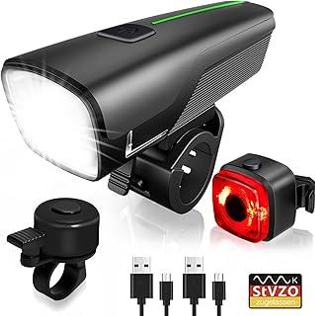 Fahrrad Lichter Led Set,StVZO-zugelassen Fahradlichterset Led 2600mAh Akku,Fahrradlicht Batterieanzeige,IPX5 Wasserdicht USB Aufladbar Fahrradlicht...
