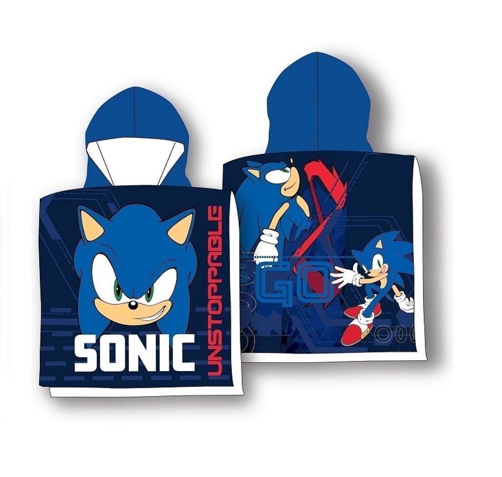 Sonic pončo Měkké dětské pončo s kapucí, výška 100 cm, Obrázek produktu 