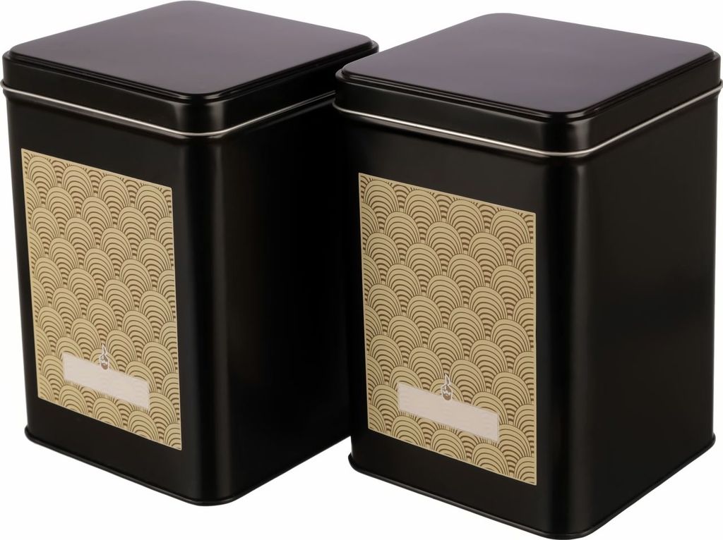 Dosenritter | 2 x eckige Teedose/Kaffeedose, schwarz, Produktbild 1