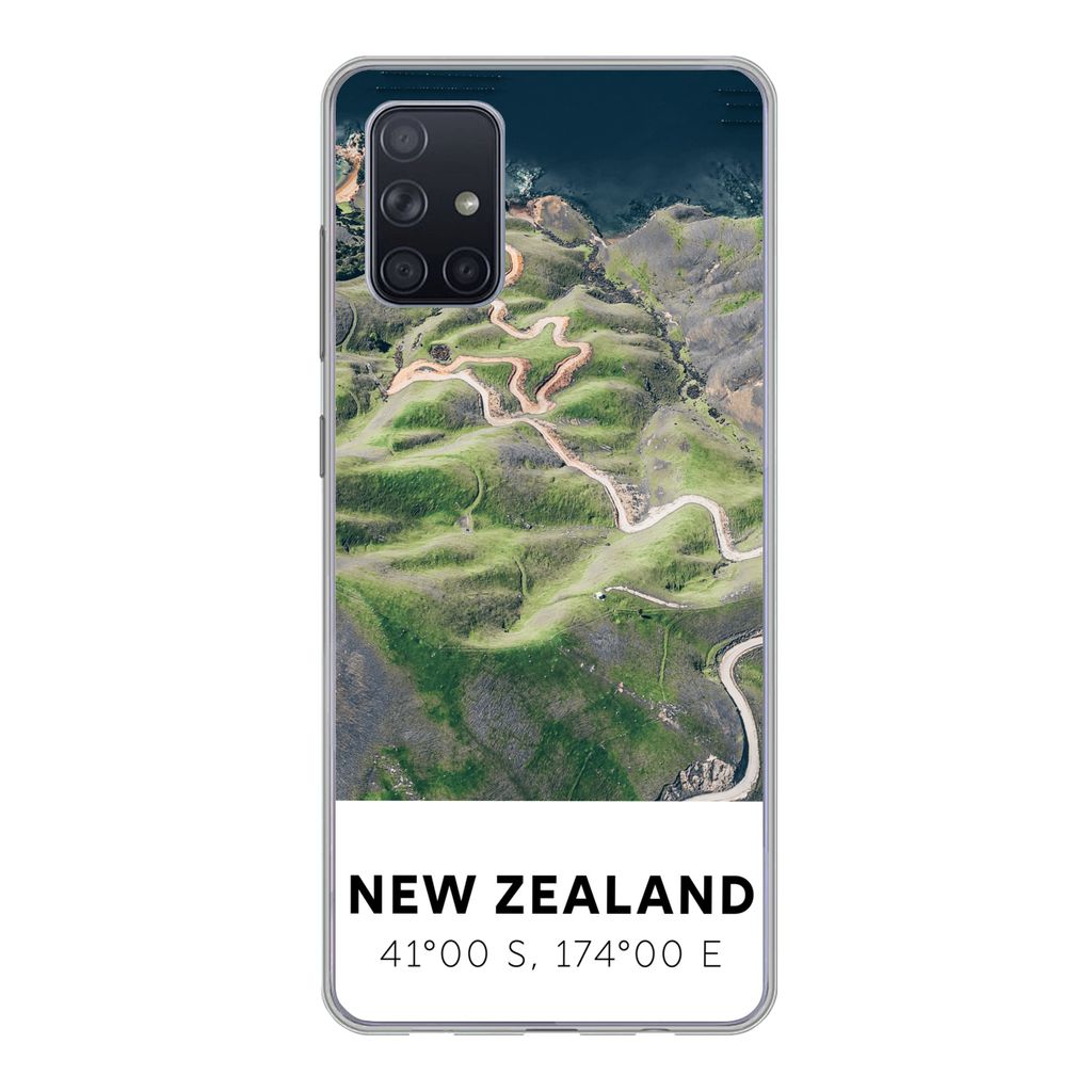 MuchoWow Handyhülle Schutzhülle Hülle für Samsung Galaxy A51 5G Neuseeland - Wasser - Grün - Strand Silikon Softcase Handy Hülle - Abbildung