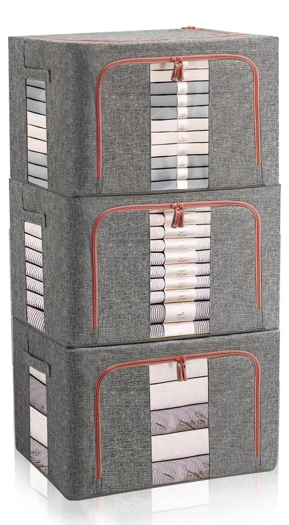 Sac Rangement Pliable 3 Pièces - Organiseur Penderie Métallique 60L