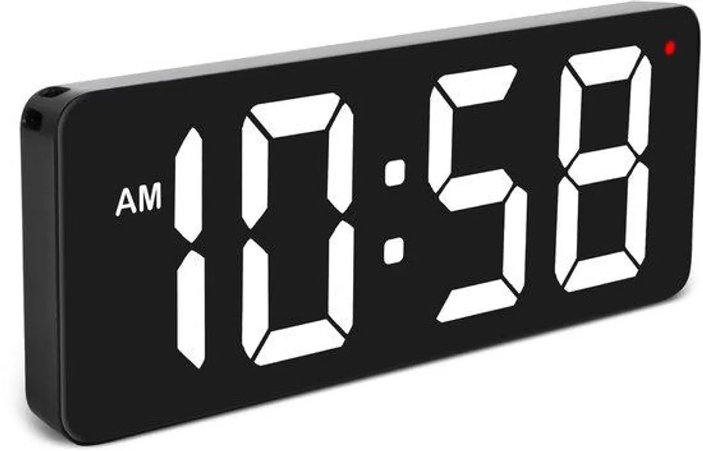 Horloge numérique LED blanche à réglage automatique et format 12/24h