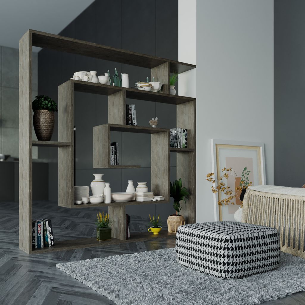 DECORTIE Labirent Modernes Bücherregal Raumteiler Dunkel Produktbild 