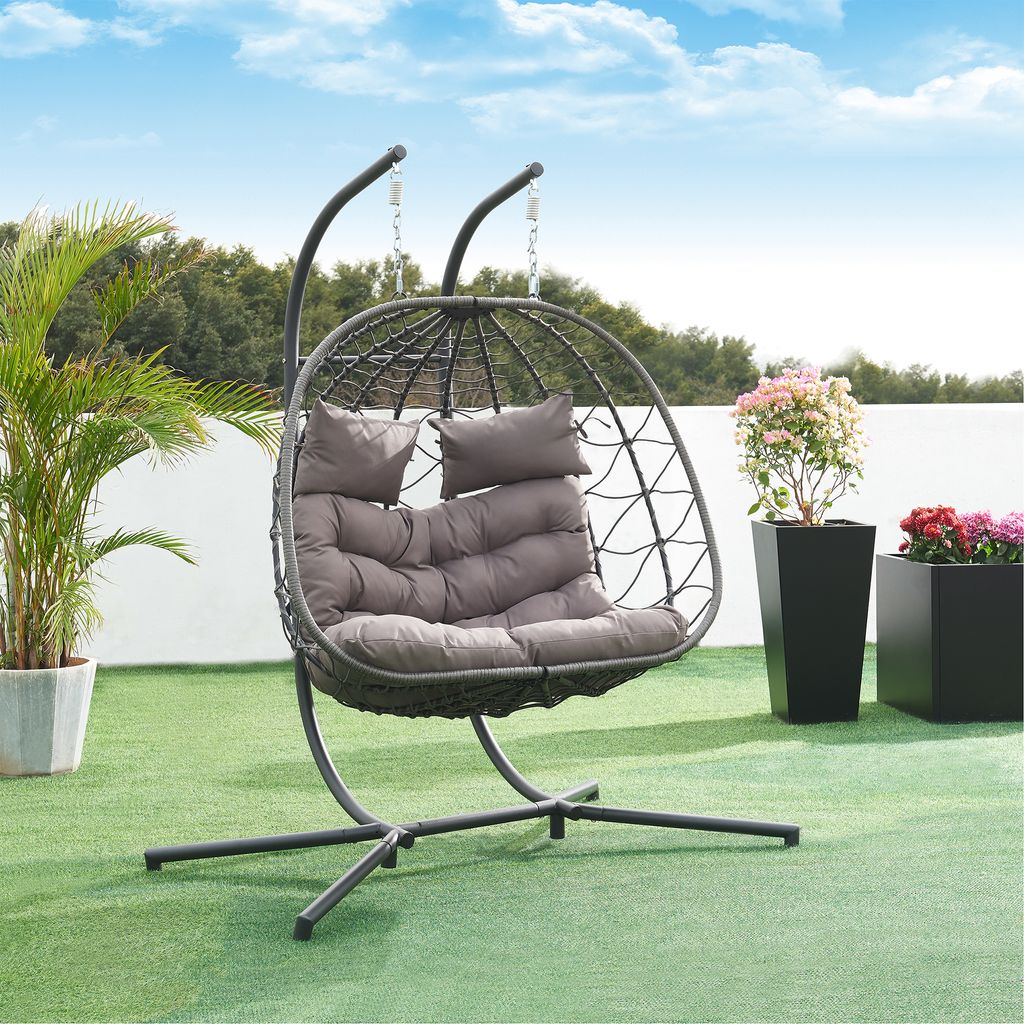 Fauteuil suspendu double 'Skense' avec support et coussin Image du produit 