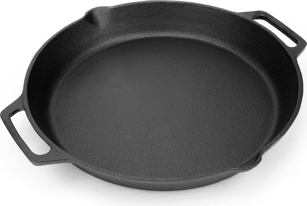 Gusseisen Grillpfanne - Ø35 cm - Geeignet für Gasgrills, Grill und Öfen - Vorgewürzt - Gusseisen