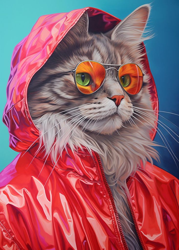 Plakat 25x35cm Katze im Stil