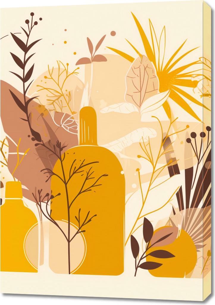 Bild 70x100cm Goldene Pflanzen