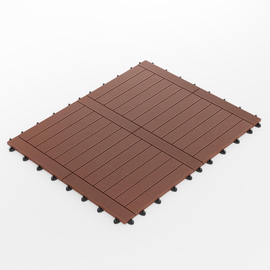 GUMI Terrassendielen Terrassenfliesen WPC Komposit 1 m² – Modulares System für Balkon und Terrasse | Montage ohne Werkzeug | Leiter | Kastanien...