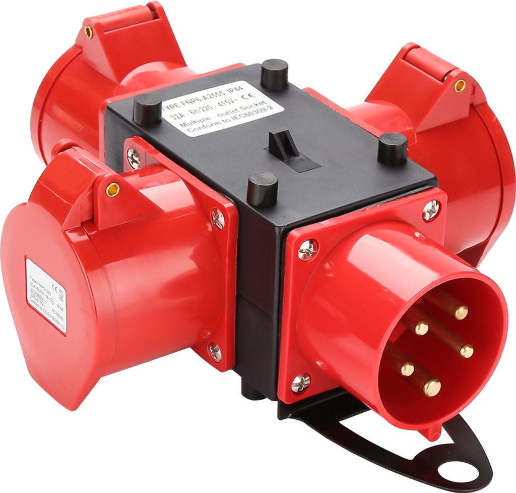 TolleTour Stromverteiler Baustromverteiler Verteiler CEE Kraftstrom IP44 für Baustelle 3 x CEE 400V / 32A Steckdose 5P