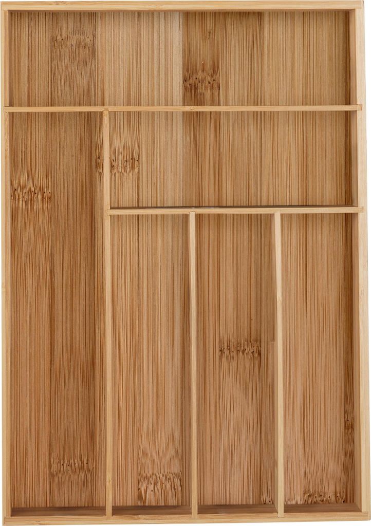 Relaxdays Besteckkasten, 6 Fächer, Bambus, Schubladenkasten Produktbild 