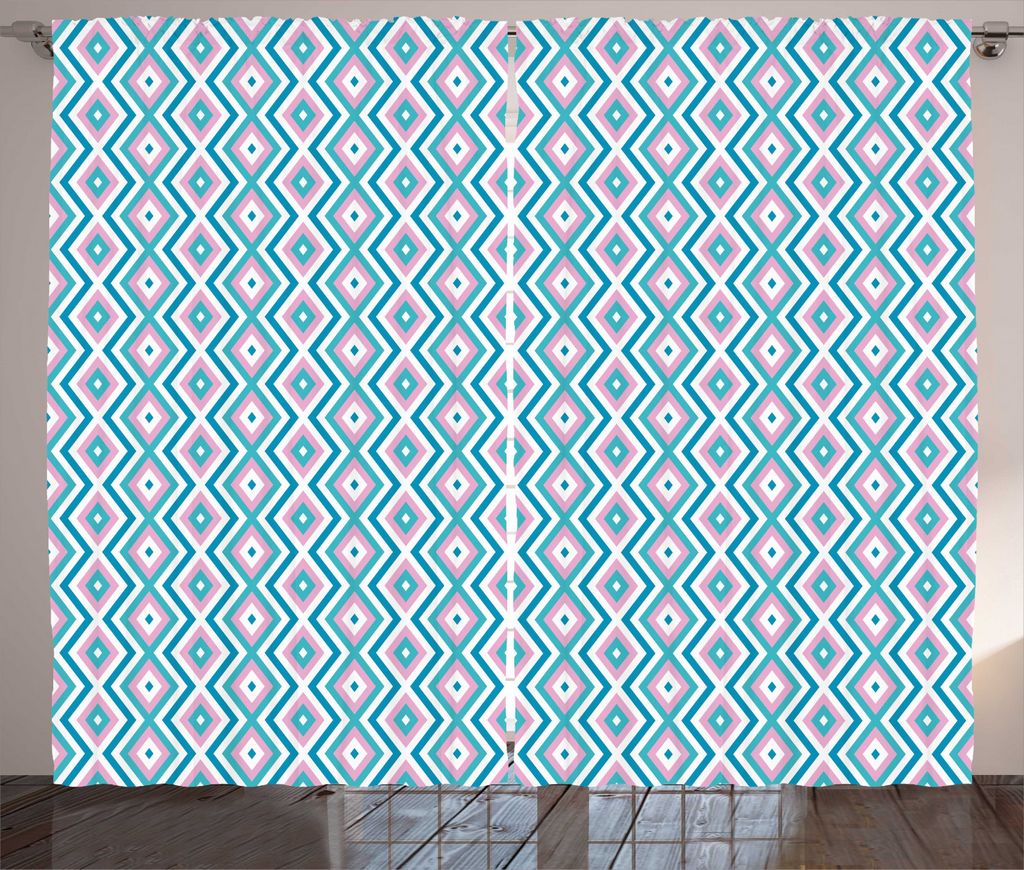 ABAKUHAUS Geometrisch Rustikaler Gardine, Süße Nested Rhombuses, Schlafzimmer Kräuselband Vorhang mit Schlaufen und Haken, 280 x 225 cm, Dunkle ...