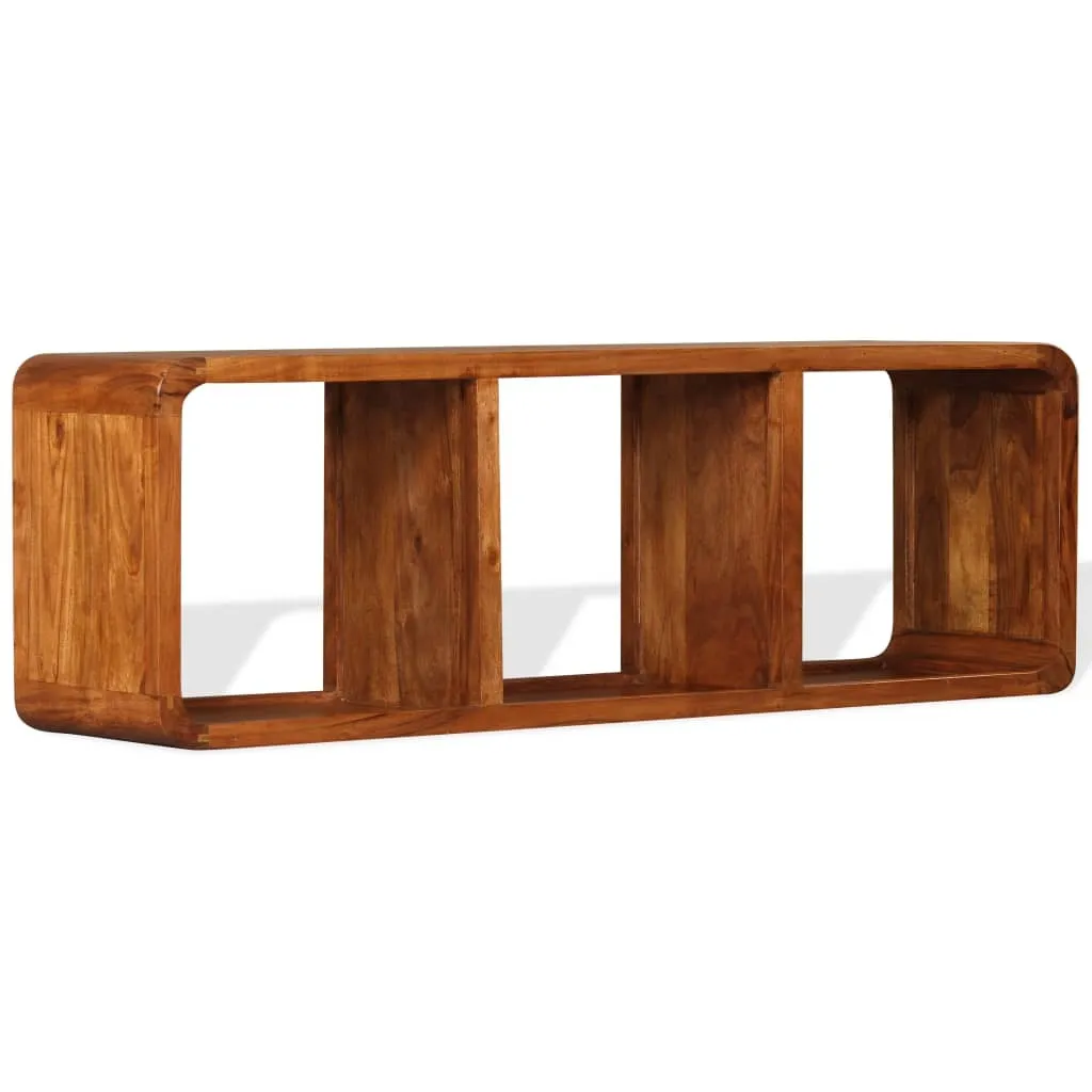 Meuble TV bois massif 120 cm miel - Idéal pour petit salon et déco cosy
