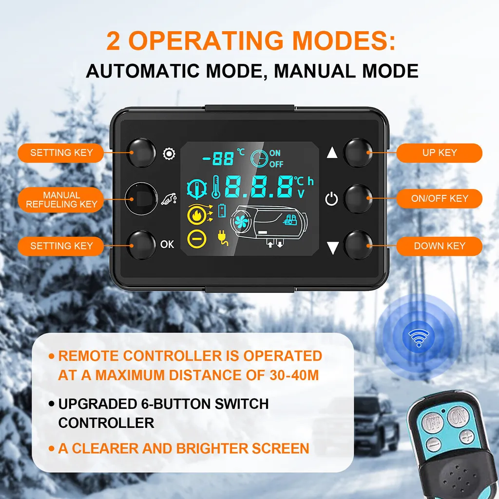 Chauffage diesel 5kW 12V/24V avec écran LCD - Chauffage voiture robuste