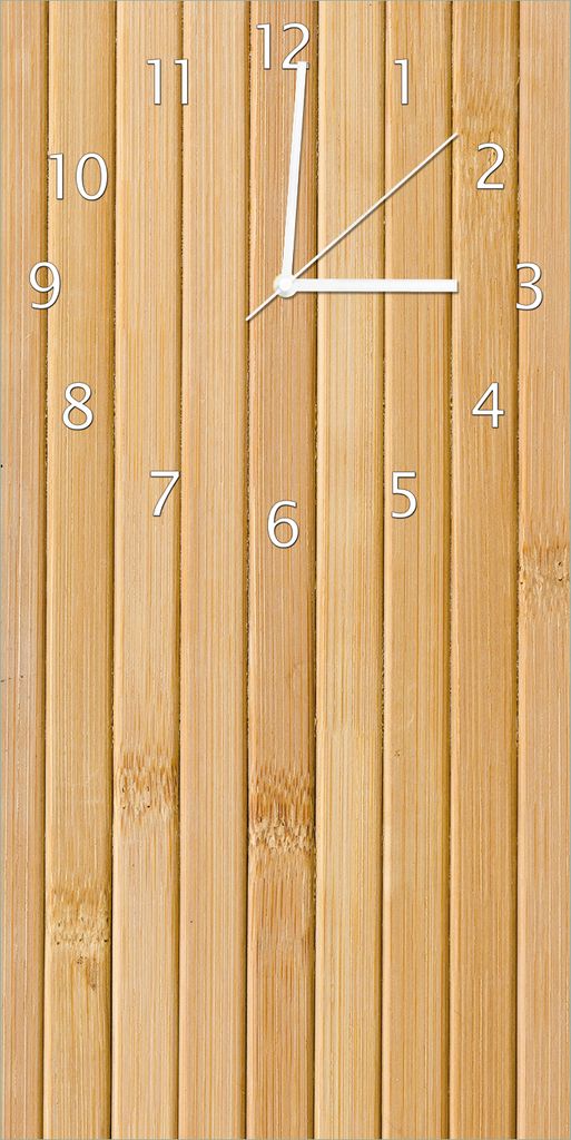 Wallario Design Wanduhr bedruckt, Größe 30 x 60 cm, Motiv: Holzpanele hell