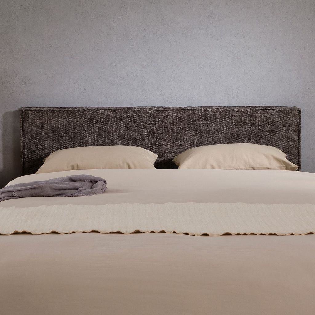 Kopfteil ELOWA 160cm in grau - gepolstertes Headboard mit hochwertigem Stoffbezug weich, Bettrückwand, gemütliches Bettkopfteil