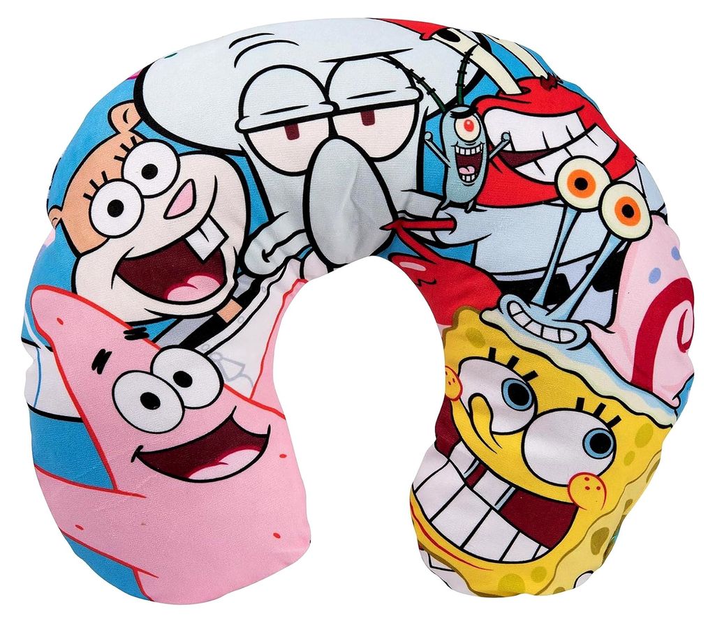 Spongebob Schwammkopf - Reise Nackenkissen bequemes Reisekissen Nackenhörnchen Auto Flugzeug