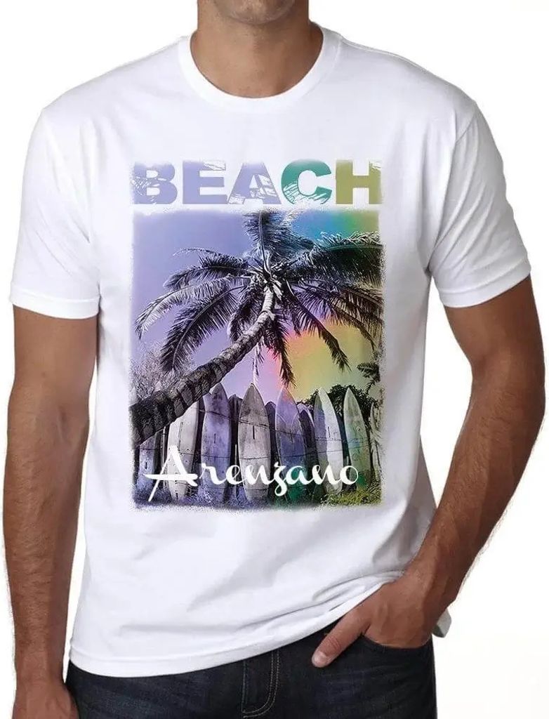 Herren Grafik T-Shirt Arenzano Strandpalme – Arenzano Beach Palm – Öko-Verantwortlich Vintage Jahrgang Kurzarm Lustige Druck Geburtstag Gesche...