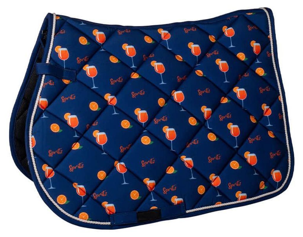 HKM Schabracke Splash, Farbe:dunkelblau/orange, Größe:Pony Produktbild 