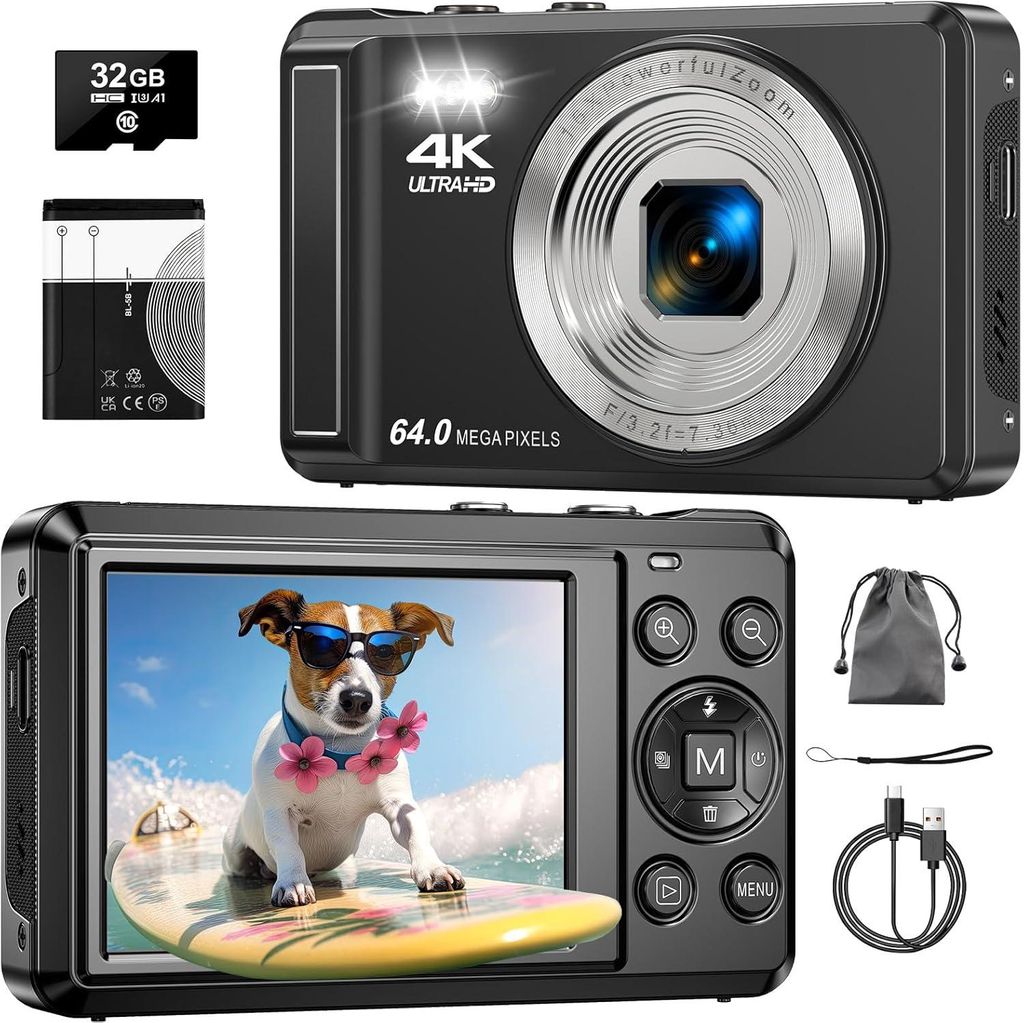 Digitalkamera, Fotokamera, Kompaktkamera, CCD Retro, 4K Produktbild 