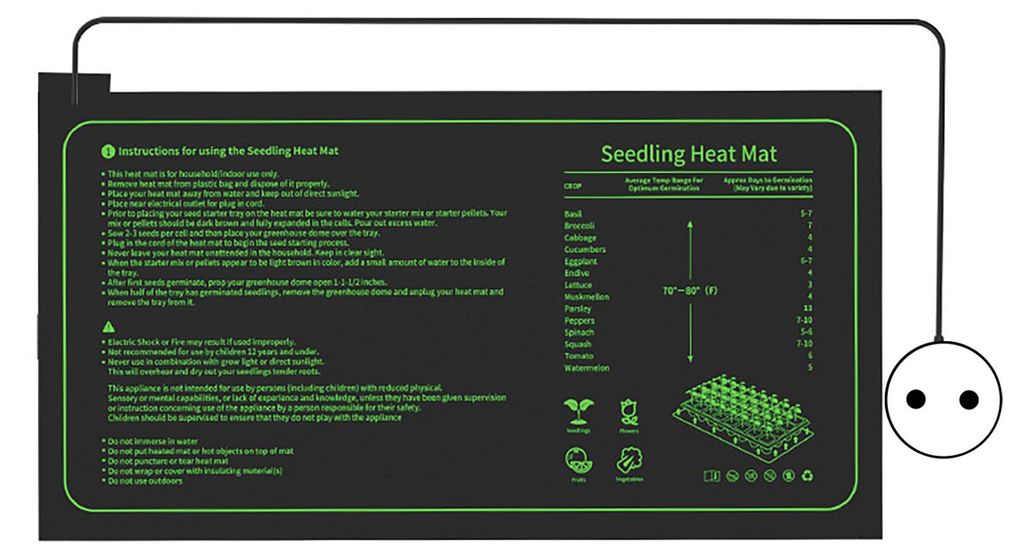 Heizmatte IPX7 wasserdicht, schnell aufheizend, verschleißfest, schwer entflammbar, für die Keimung von Zimmerpflanzen, Größe M