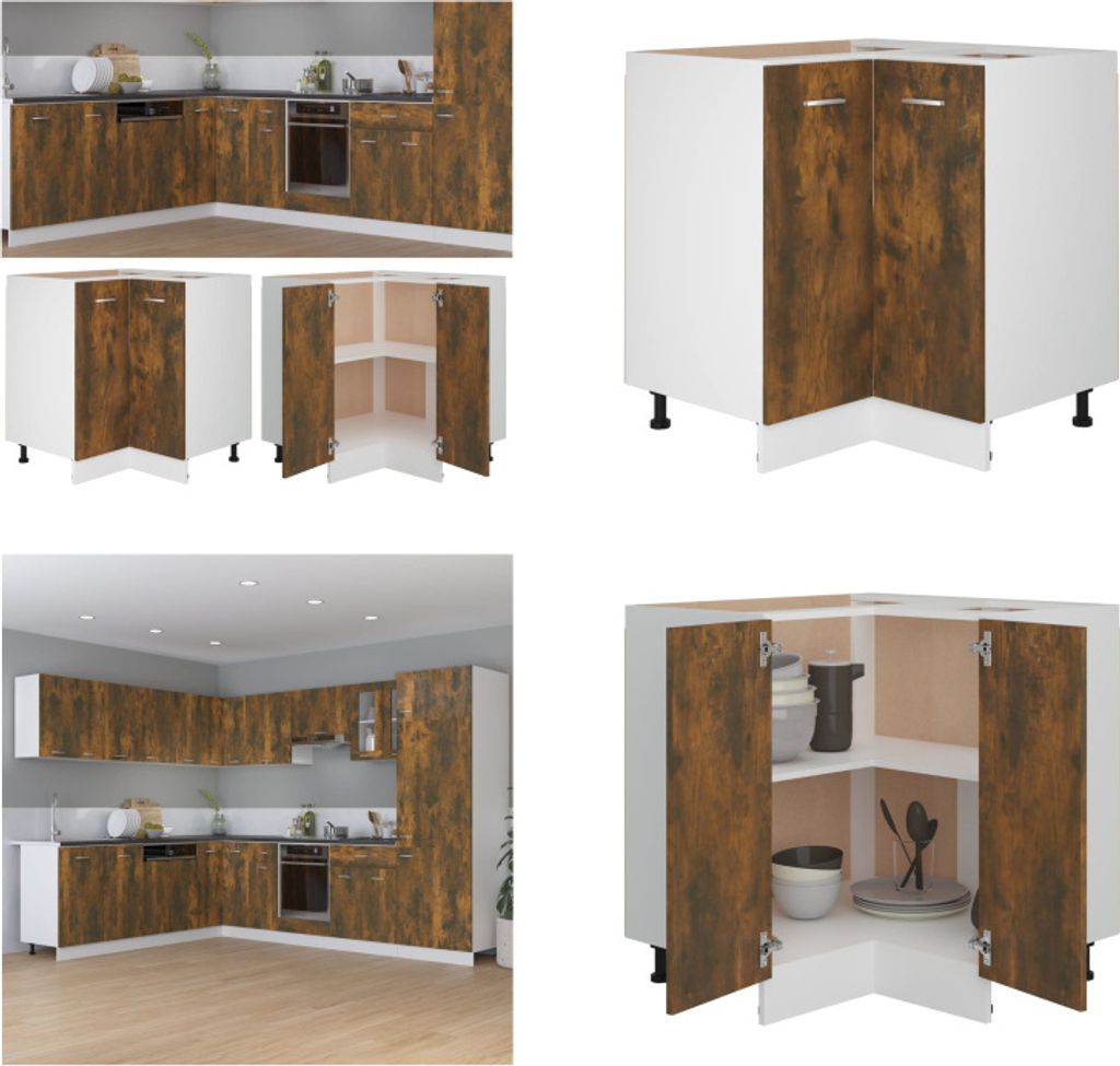 vidaXL Küchenschrank Räuchereiche 75,5x75,5x80,5 cm Holzwerkstoff - Küchenschrank - Küchenschränke - Lagerschrank - Unterschrank