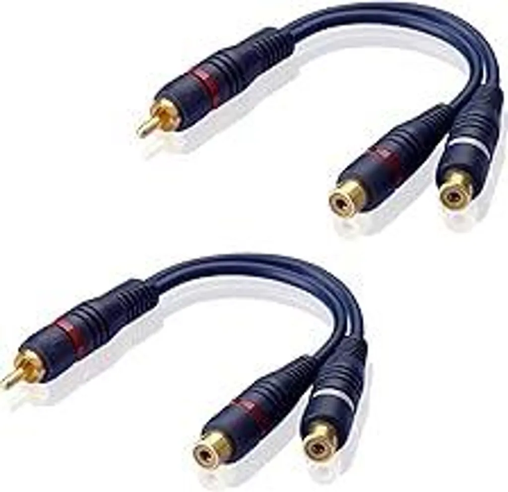 Coppia Cavi Adattatori RCA Y 15cm - Sdoppiatore Audio AV Alta Fedeltà