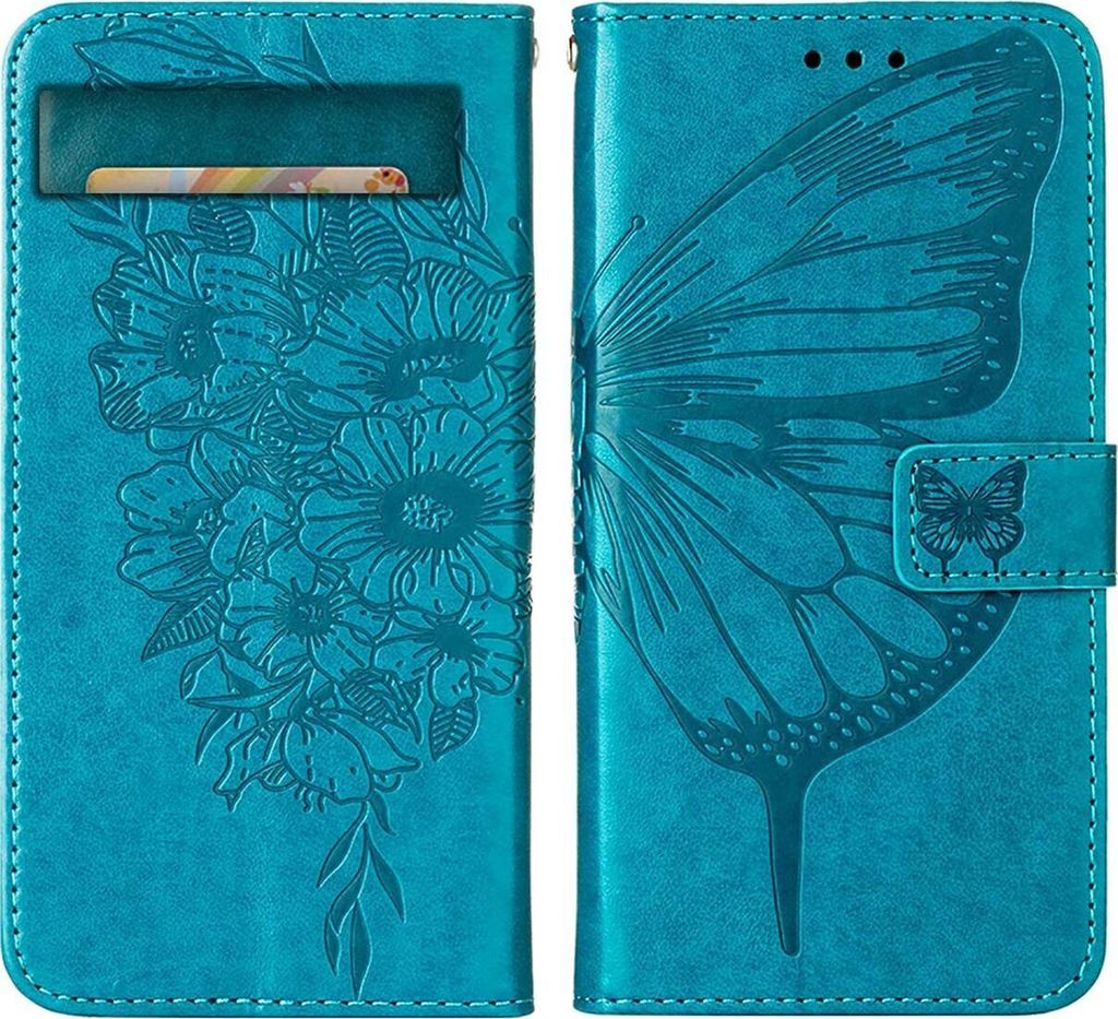 Mobigear Butterfly Google Pixel 7a Hülle Klapphülle Geldbörse - Blau